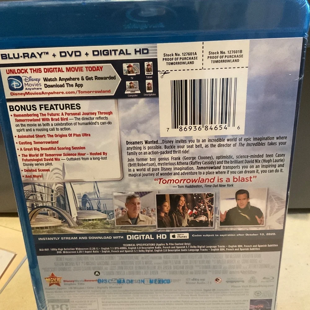 Blu Ray Disc -New Tomorrowland. V38